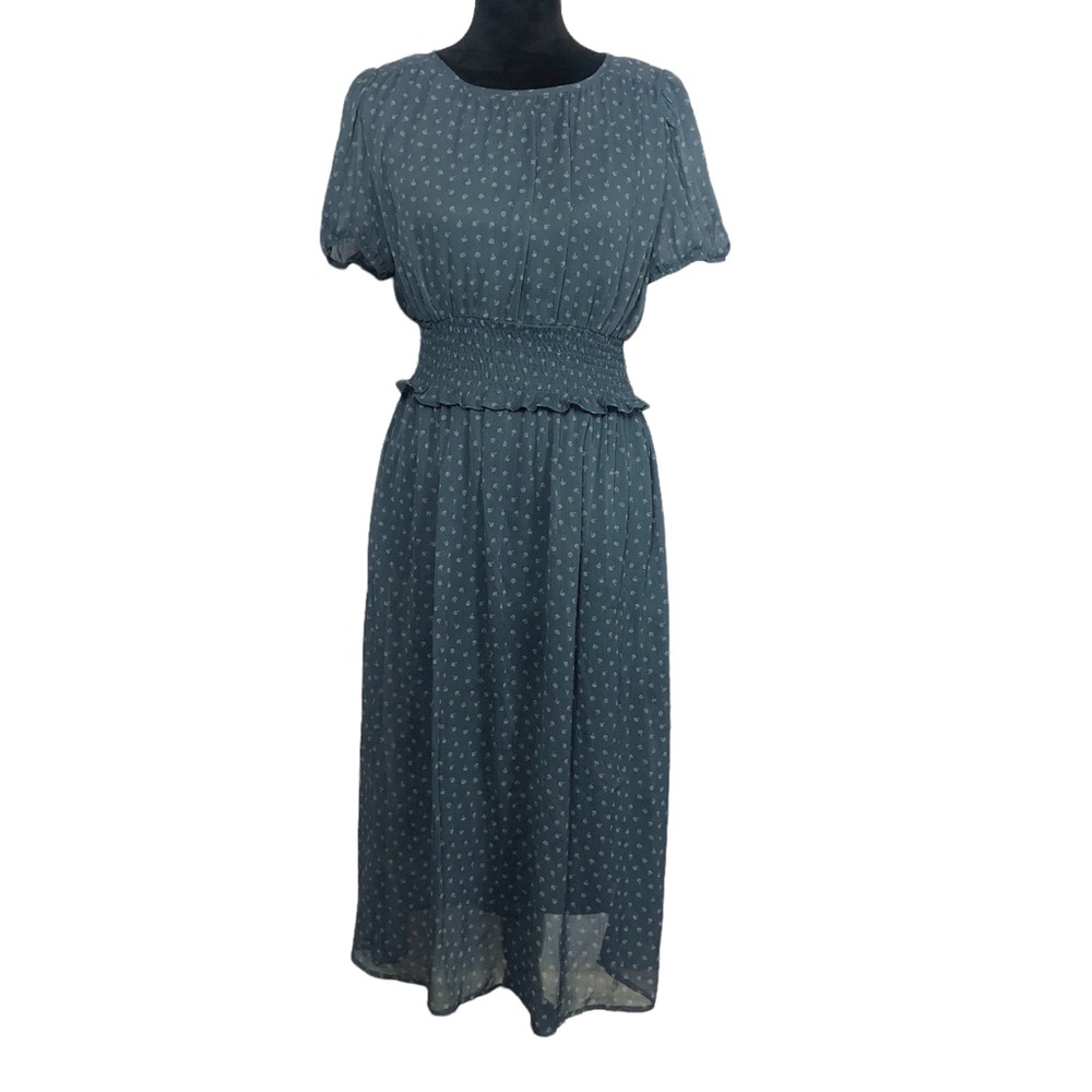 Wild Fable Elastic Waist Blue Print Prairie Dress size Small - Picture 8 of 12